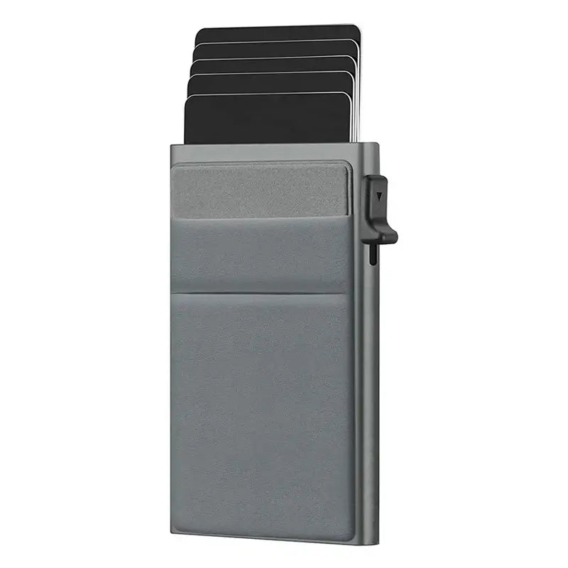 Simple Wallet Card Cover Aluminum Alloy Side Card Push Bag Automatic Large-Capacity Anti-Theft Brush Metal Box Wallet Card Clip