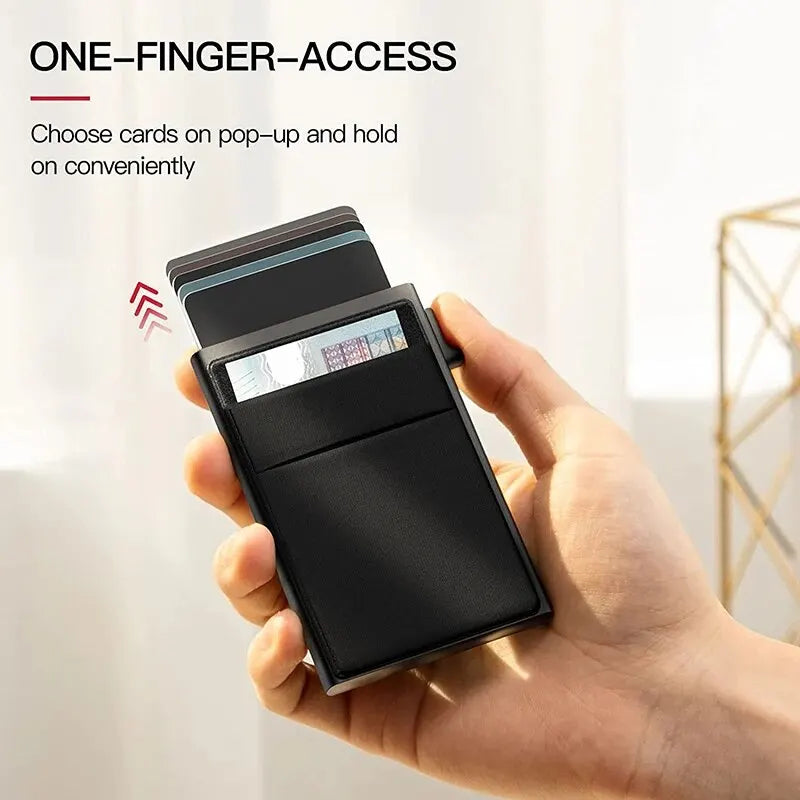 Simple Wallet Card Cover Aluminum Alloy Side Card Push Bag Automatic Large-Capacity Anti-Theft Brush Metal Box Wallet Card Clip