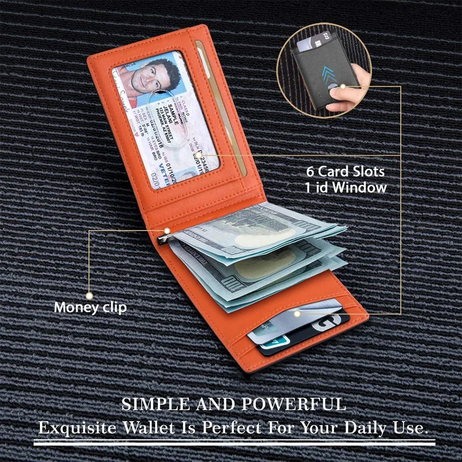 Synthetic Leather Slim Smart Wallet  Credit Card Holder Money Clip RFID Blocking Men Thin Bifold Wallet Wallet Money Bag