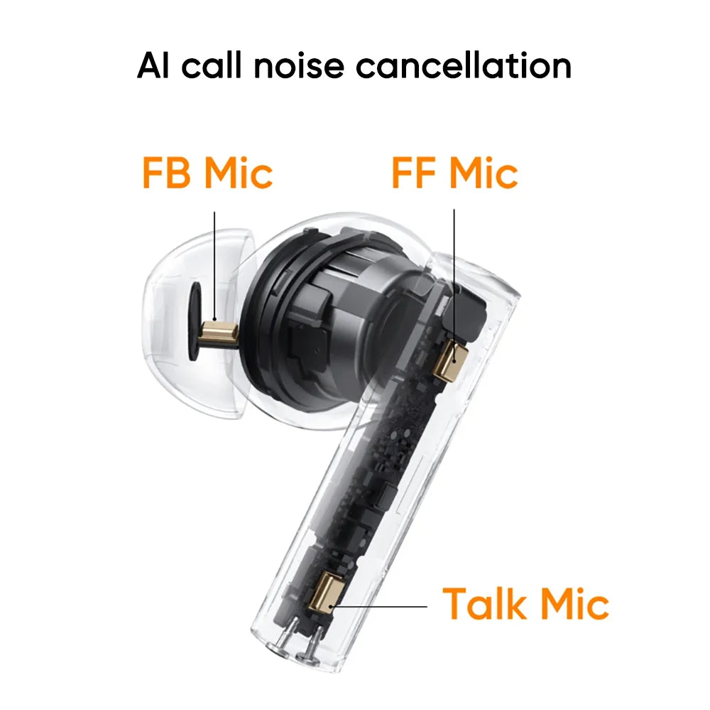 Global Version realme Buds AIR 6 True Wireless Earphone 50dB Active Noise Cancelling Bluetooth5.3 Earphone 40 Hours Battery Life